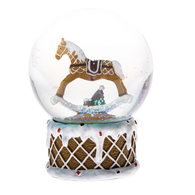 Snow globe with horse Perník, 8 x 10.4 x 8 cm,polyresin