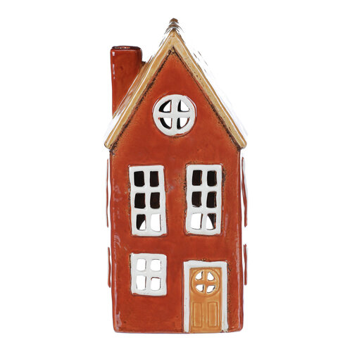 Suport lumânare Casă roșu, ceramică,1 x 9 x 23 cm