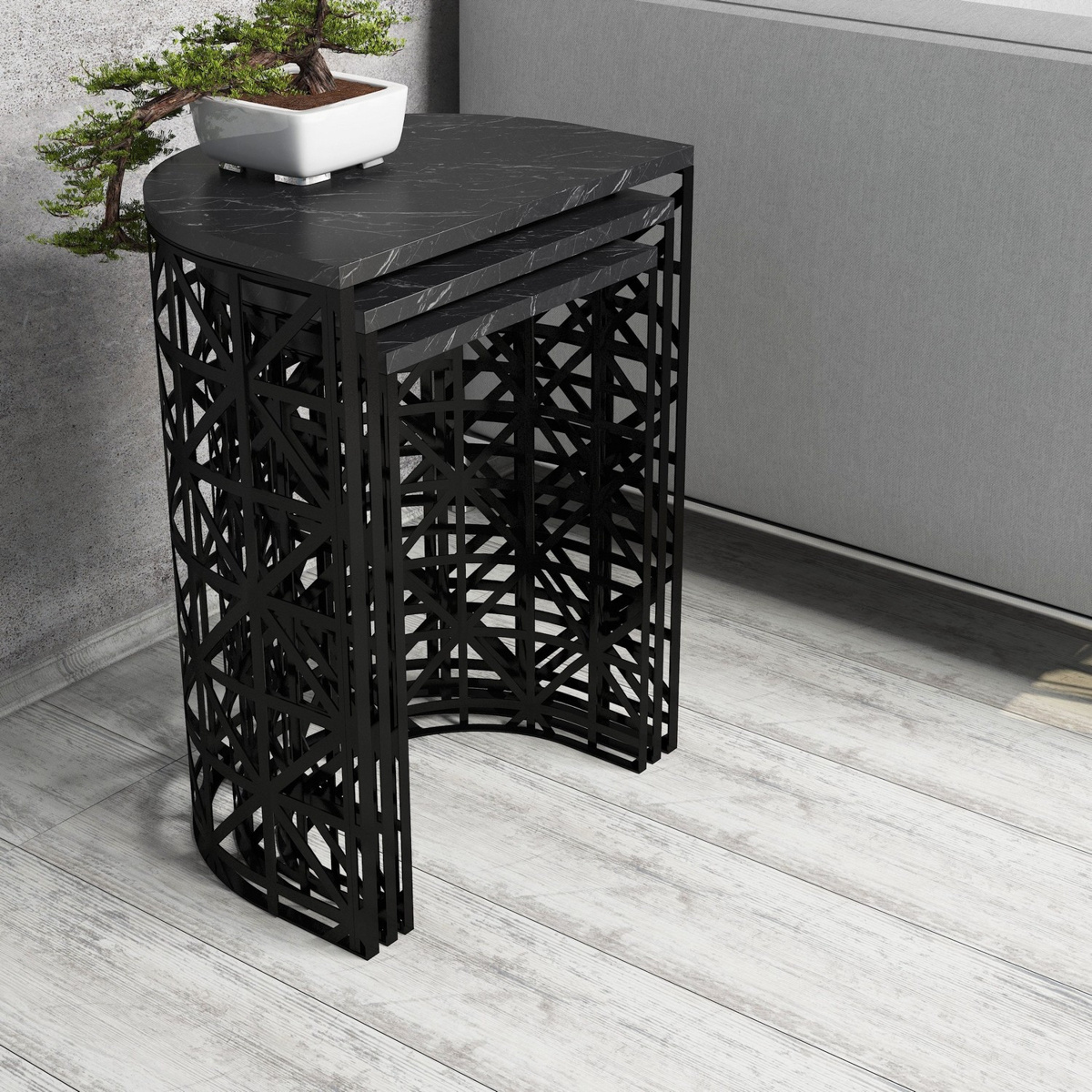 Odkládací stolek Stil Black Marble, 3 ks - thumb (2)