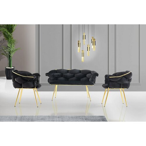 Sedací souprava Balon Black and Gold, 3 ks
