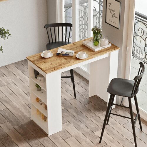 Masă de bar Lux White and Atlantic Pine