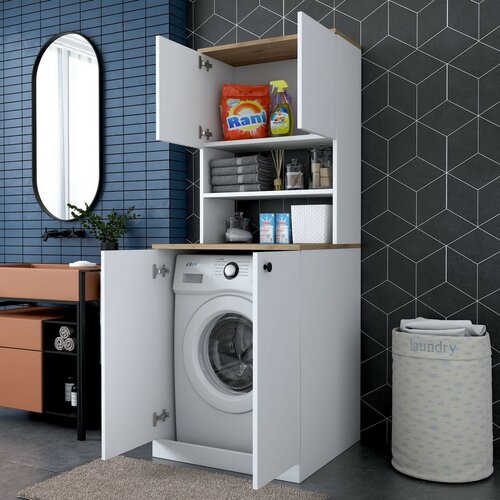 Skriňa nad práčku Kira White and Walnut