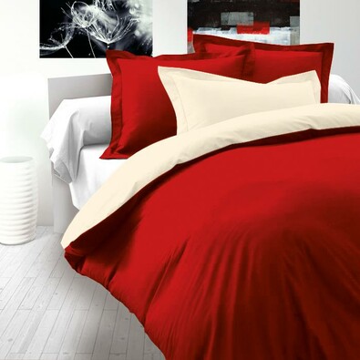 Saténové obliečky Luxury Collection červená / smotanová, 240 x 200 cm, 2 ks 70 x 90 cm