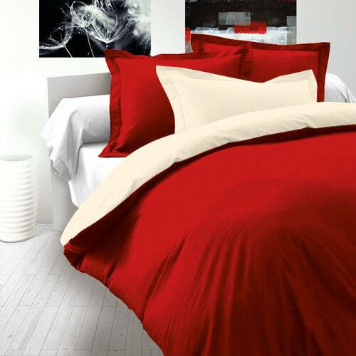 Saténové obliečky Luxury Collection červená / smotanová, 140 x 200 cm, 70 x 90 cm