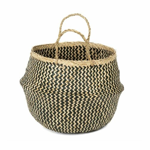 Compactor Pletený úložný košík z mořské trávyBelly, 35 x 32 cm, črna