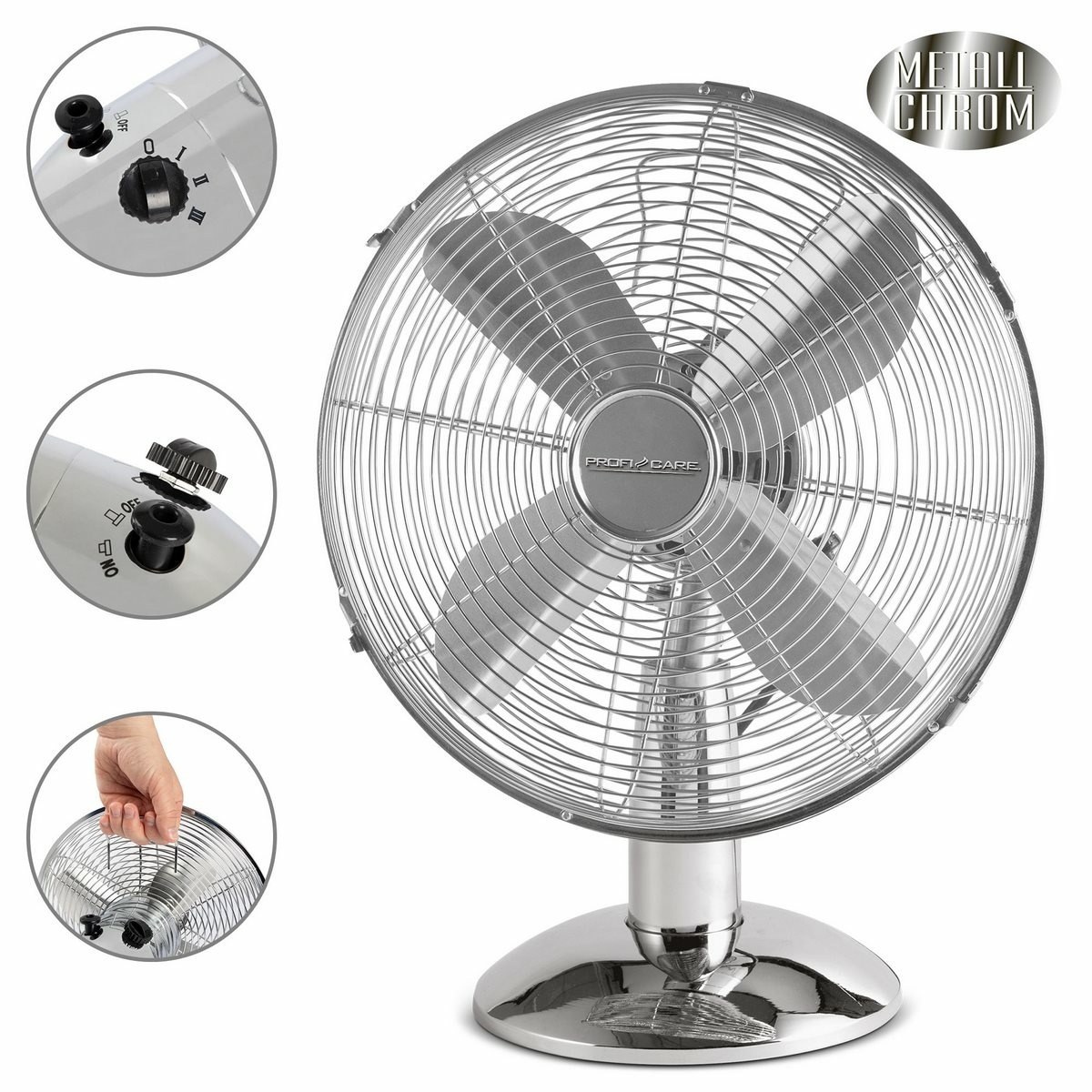 ProfiCare VL 3062 kovový stolní ventilátor, 25 cm - thumb (2)