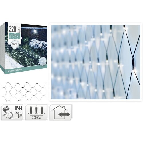 Zewnętrzna siatka świetlna, 300 x 150 cm, 320 diod LED, zimna biała, IP44