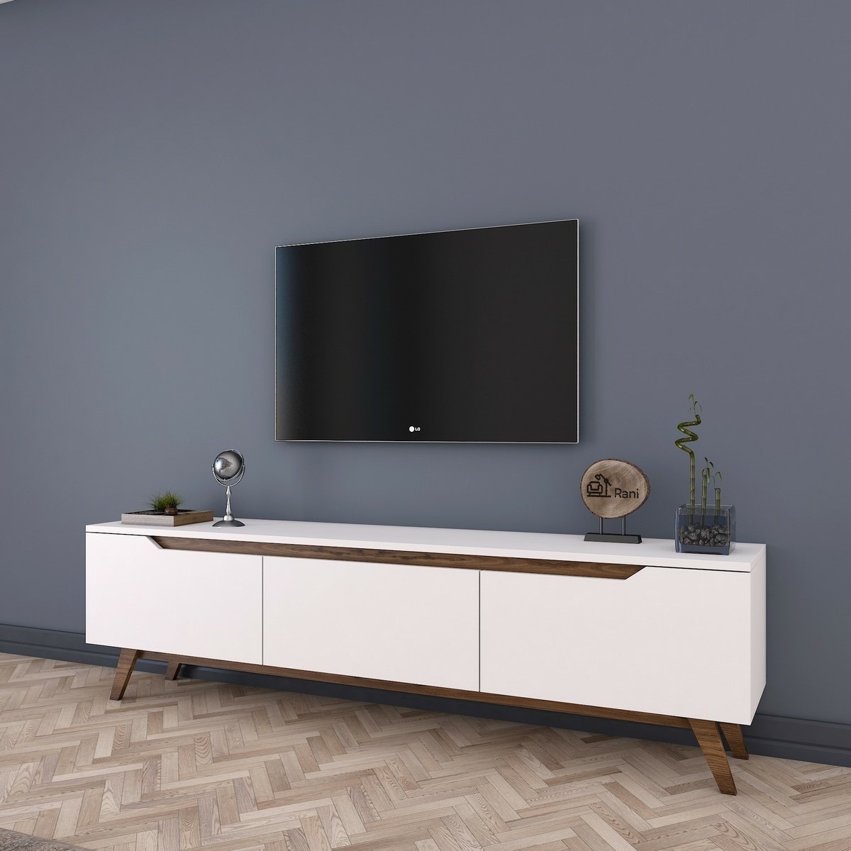 Televízny stolík Dita White and Walnut