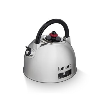 Lamart 42000603 LT7006 Bollitore In Acciaio Inox 3L – Fischietto, Adatto A Tutti I Fornelli, Manico Plastico Resistente