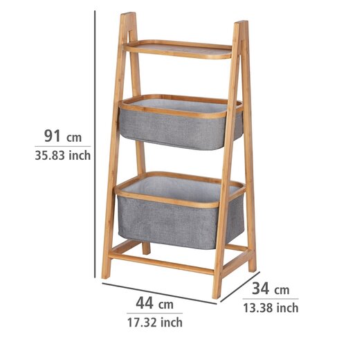 Wenko Bambusový regál s 1 policí a 2 koši Bahari, 91 x 34 x 44 cm