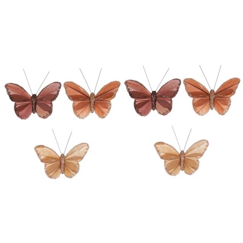 Set de fluturi cu clemă, 6 bucăți în cutie, mix deculori