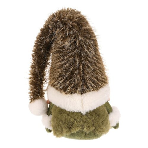 Vianočná dekorácia Škriatok sediaci, v. 20 cm, zelená/biela