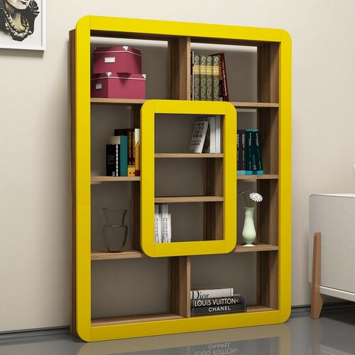 Knihovna Orkide Yellow and Walnut