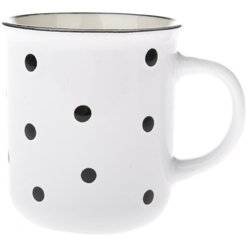 Set mit 6 Keramikbechern mit schwarzen Punkten, 350 ml