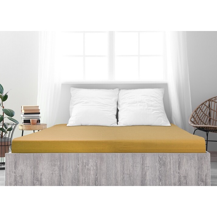 4Prześcieradło Home Jersey Ideal musztardowe, 180x 200 cm, 180 x 200 cm