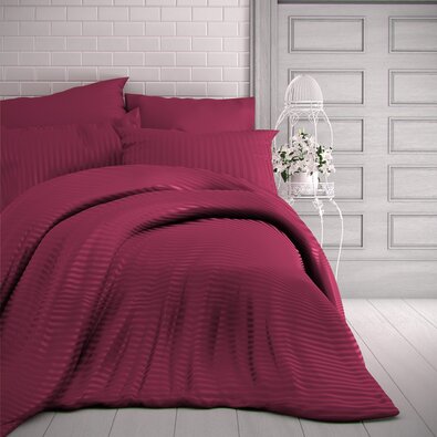 Lenjerie pat satin Stripe vișinie, 140 x 200 cm, 70 x 90 cm