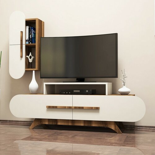 Televízny stolík so skrinkou Rose Walnut and Cream