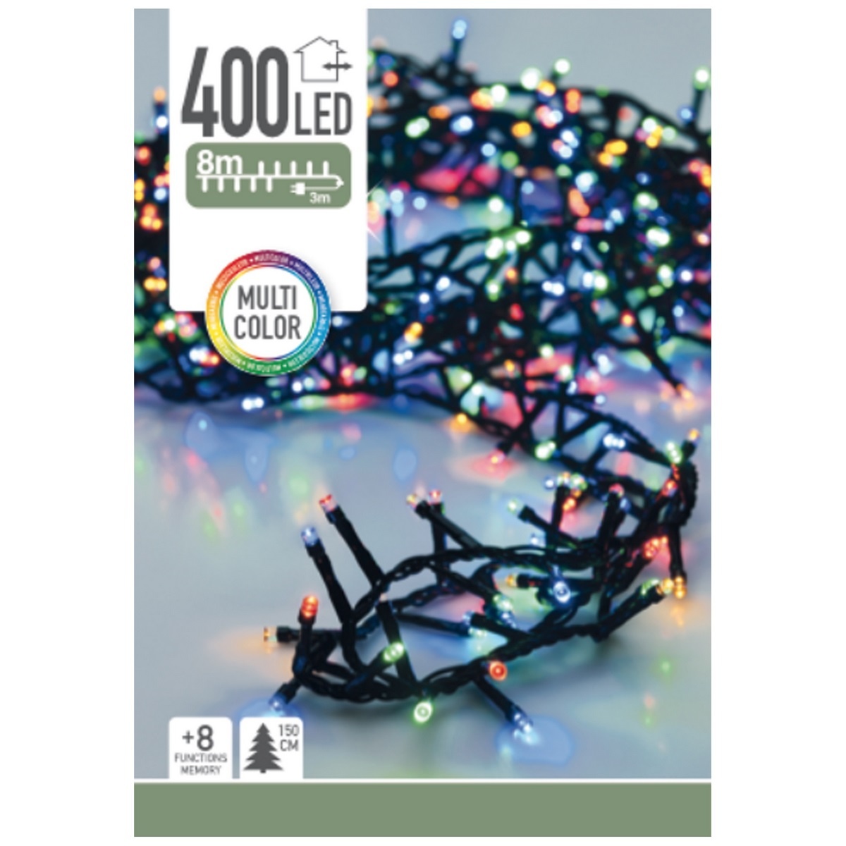 Světelný vánoční řetěz Twinkle barevná, 400 LED