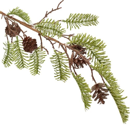 Winterzweig mit Raureif und Tannenzapfen, 71 cm