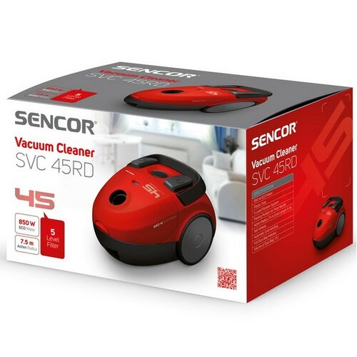 Sencor SVC 45RD-EUE3 podlahový vysávač, červená