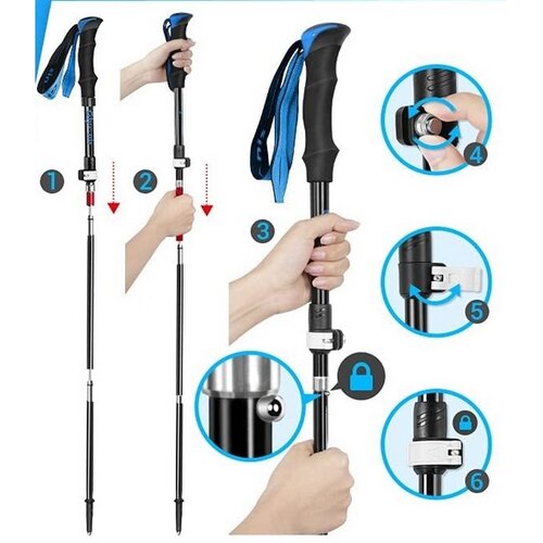 Sportwell Összecsukható túrabotok Flip lock, 135cm