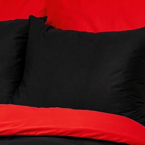 Satenasta posteljnina Luxury Collection rdeča /črna, 240 x 200 cm, 2 kos 70 x 90 cm