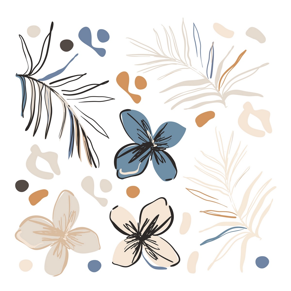 Decorațiune autocolantă Vector graphic florals, 30 x 30 cm