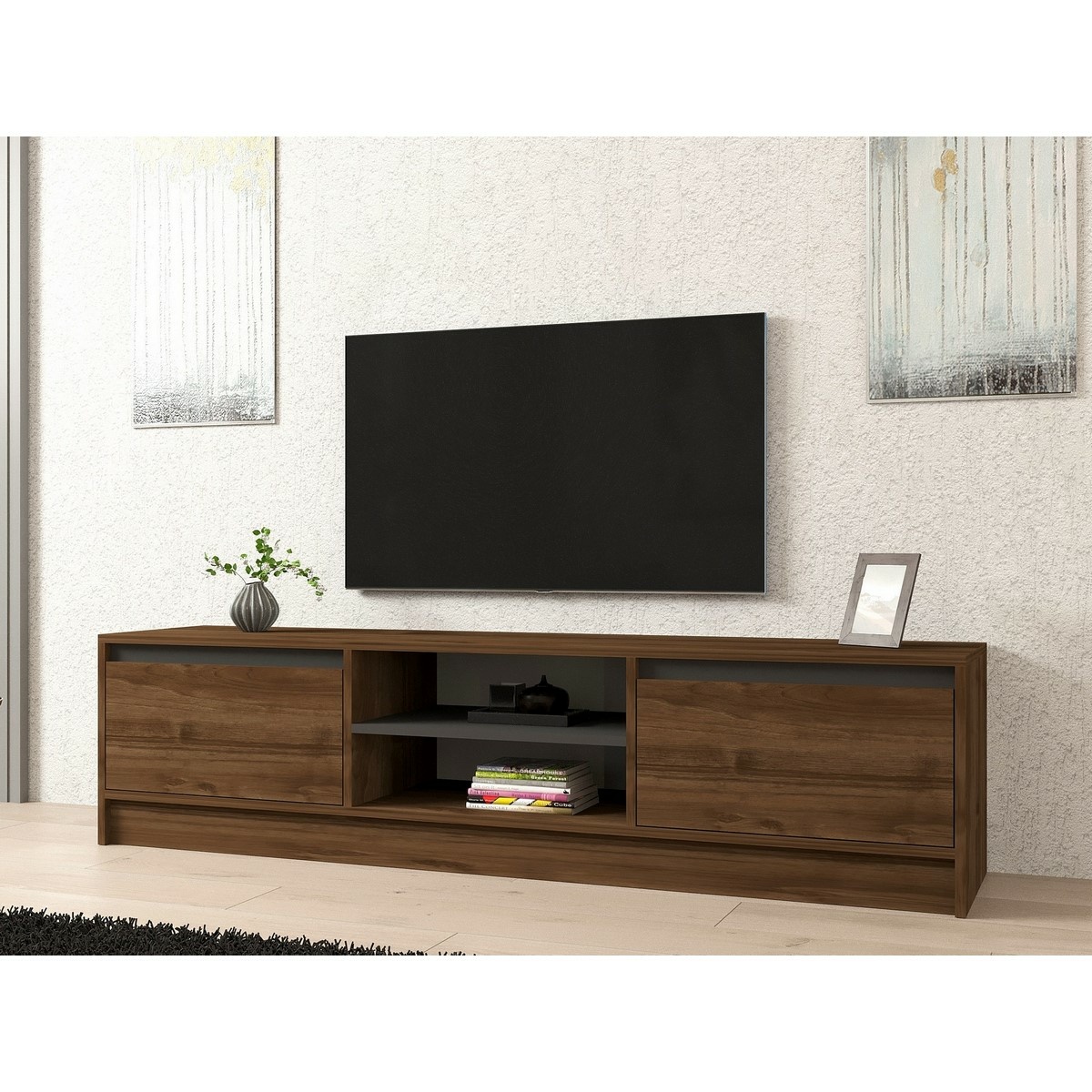 Televízny stolík Olca Walnut and Anthracite