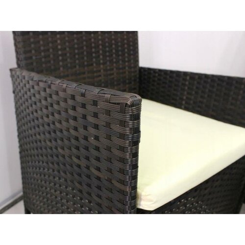 Aldotrade GardenLine rattan kerti garnitúra, barna + krémszínű ülőpárna