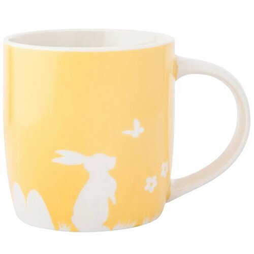 Altom Porcelanowy kubek Zając z motylem, 360 ml,żółty