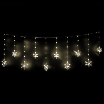 Decorațiune luminoasă pentru exterior Snowflakes,200x60cm, LED, alb cald, temporizator, 8 funcții