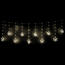 Kültéri fényfüzér Snowflakes, 200x60cm, LED, melegfehér, időzítő, 8 funkció, elemes