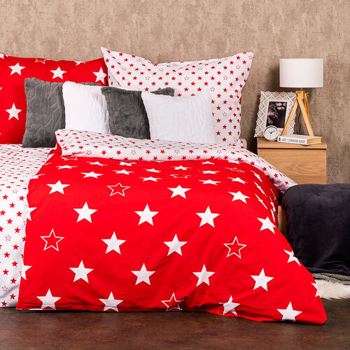 4Home Бавовняна постільна білизна Stars red, 220 x 200 см, 2 шт. 70 x 90 см
