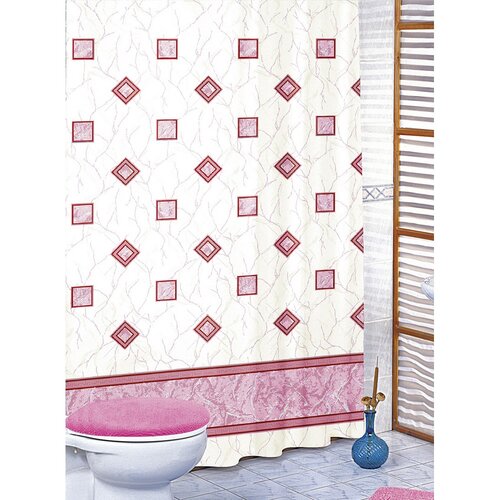 Zasłona prysznicowa Kwadraty różowy, 180 x 200 cm
