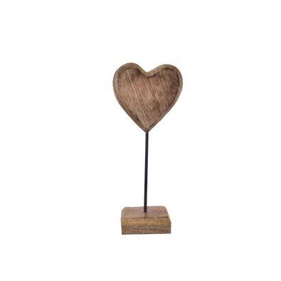 InDecor Srce na podstavci iz mangovega lesa, 10 x5 x 25 cm
