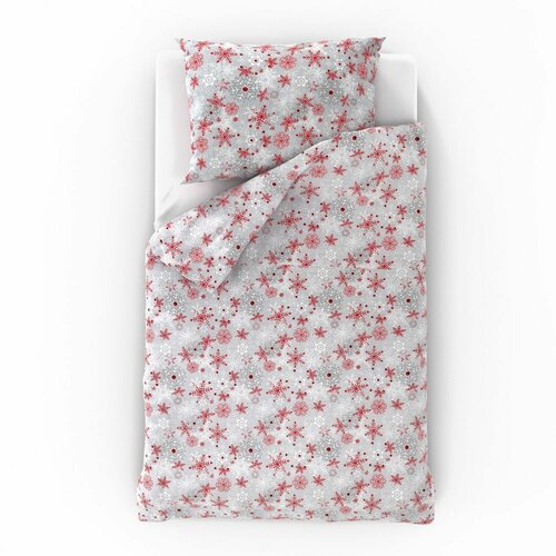 Kvalitex Božično flanelasto posteljnino Snežinke rdeče-siva, 140 x 200 cm, 70 x 90 cm