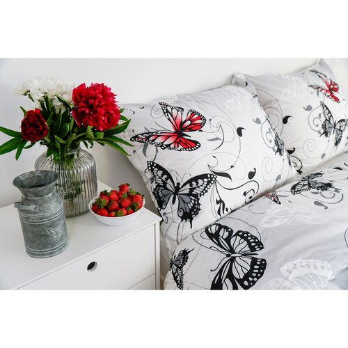 Stanex Krep posteljnina Metulj bela, 140 x 220 cm, 70 x 90 cm
