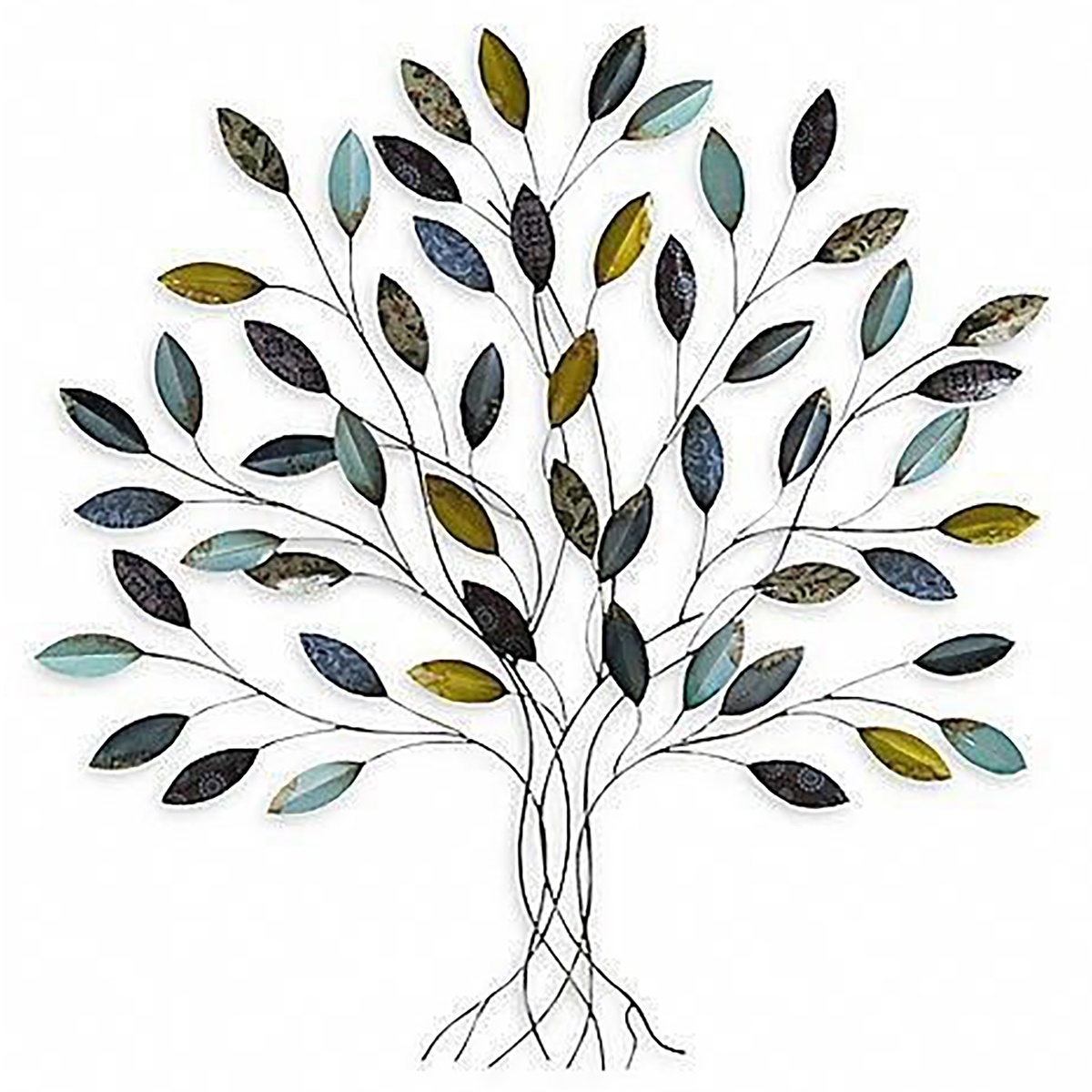 Fali dekoráció fém fa színes levelek , 75 x 3 x 77cm