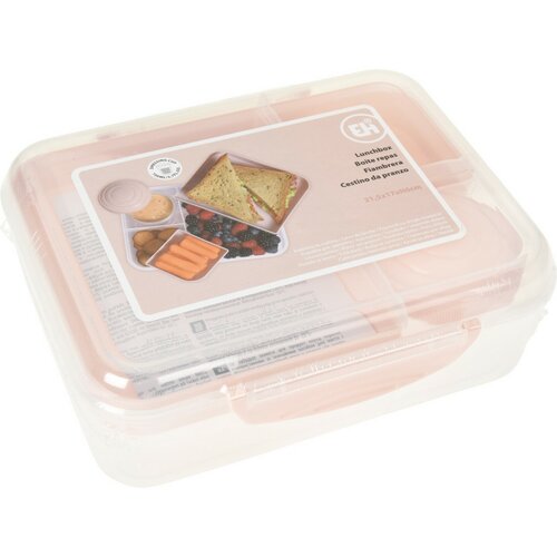 EH Kosmna posoda za kosilo z oddelki in posodicoza preliv, roza