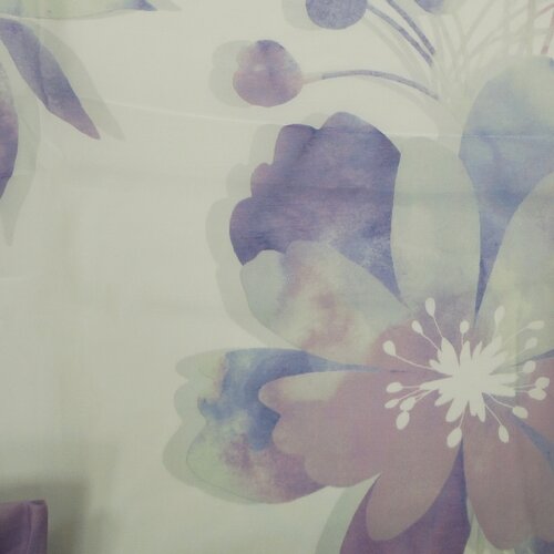 Závěs s kroužky Sam květy fialová, 135 x 245 cm