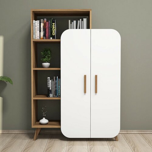 Bibliotecă Form White and Walnut