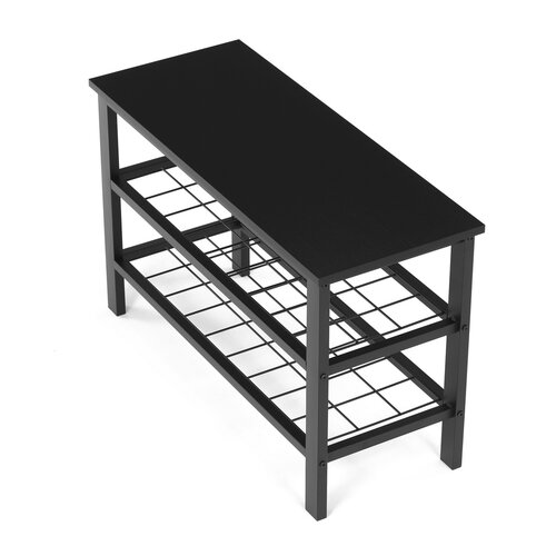 Raft pentru pantofi cu 2 rafturi, negru