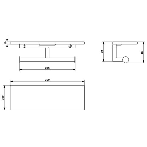 Suport dublu pentru hârtie igienică SAPHO Ska425 Ska cu raft 30 x 8 x 10 cm, negru mat / stejar