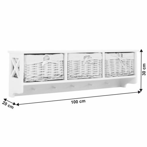 Hängeregal mit Körben Rafaello, Weiß