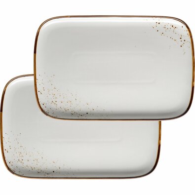 Mäser Set tavă din 2 piese Pintar Puncte maro alb30 x 20 x 2 cm
