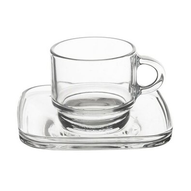 Orion Set of 6 Cozy glass mugs with saucers, 0.091ml