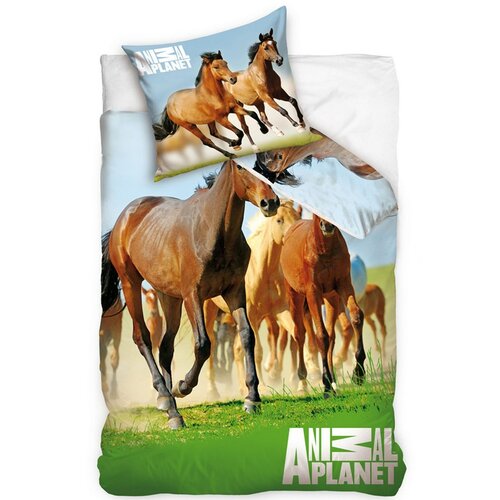 Bavlněné povlečení Animal Planet - Koně, 140 x 200, 70 x 80 cm