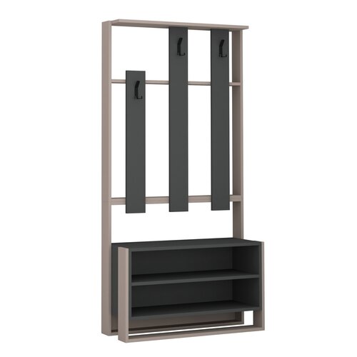 Wandgarderobe mit Schuhregal Chester Light Mocha and Anthracite