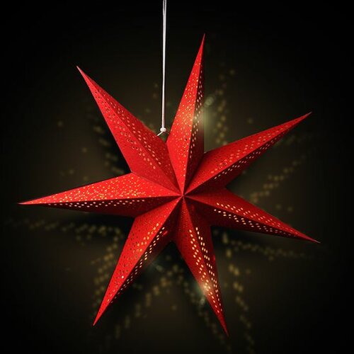 Solight LED vánoční hvězda, červená, 60cm, 20x LED, 2x AA