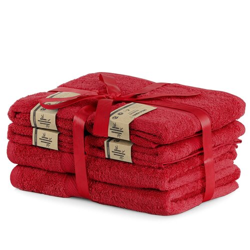 DecoKing Sada uterákov a osušiek Bamby červená, 4 ks 50 x 100 cm, 2 ks 70 x 140 cm
